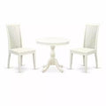 3-Piece Linen White Finish Solid Wood Top - Dining Room Set - Seats 4