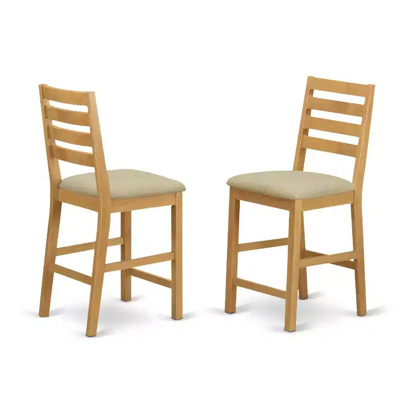 Set da tavolo da pranzo HomeStock a 3 pezzi in legno massello con finitura rovere marrone naturale, altezza bancone
