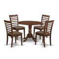 Retro Kitchen Table Set - 5 Piece Dinette Set with Chairs - Round Drop Leaf Table - Asian Hardwood