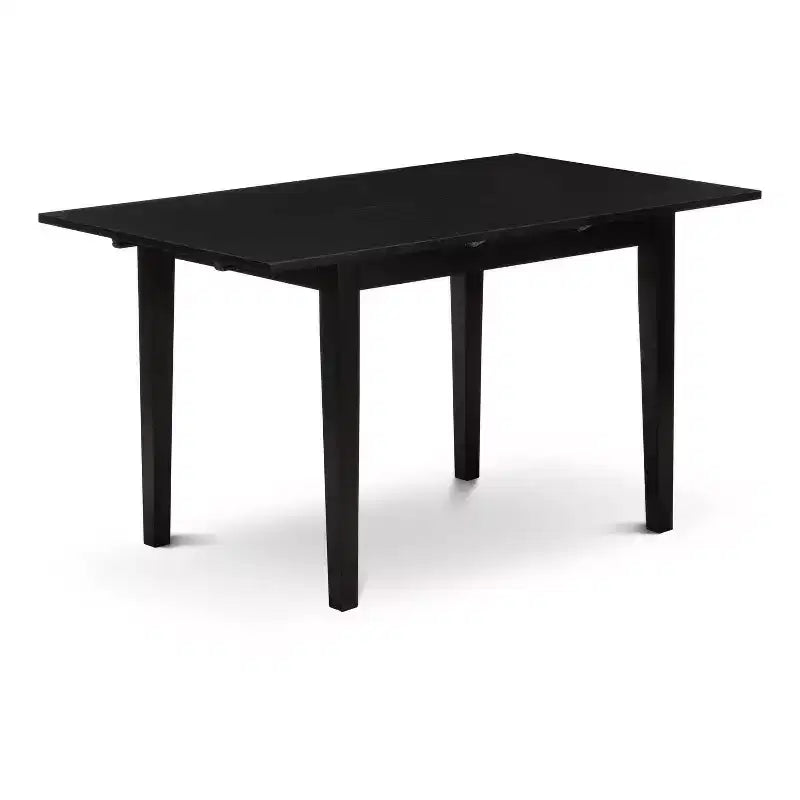 5-Piece Black Finish Solid Wood Top - Rectangular Dining Room Set - Seats 4
