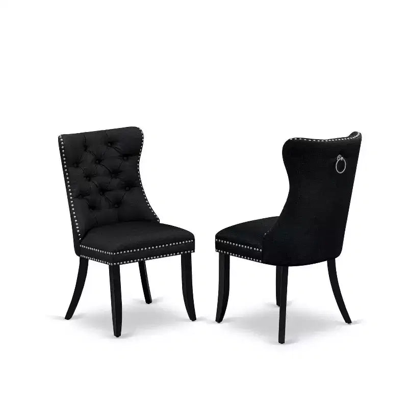 Set da pranzo rettangolare 5 pezzi con piano in legno massello finitura nera - 4 posti a sedere