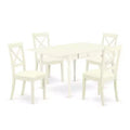 HomeStock 5-Pc Linen White Finish Solid Wood Top - Dining Room Set with Dropleaf - Seats 4