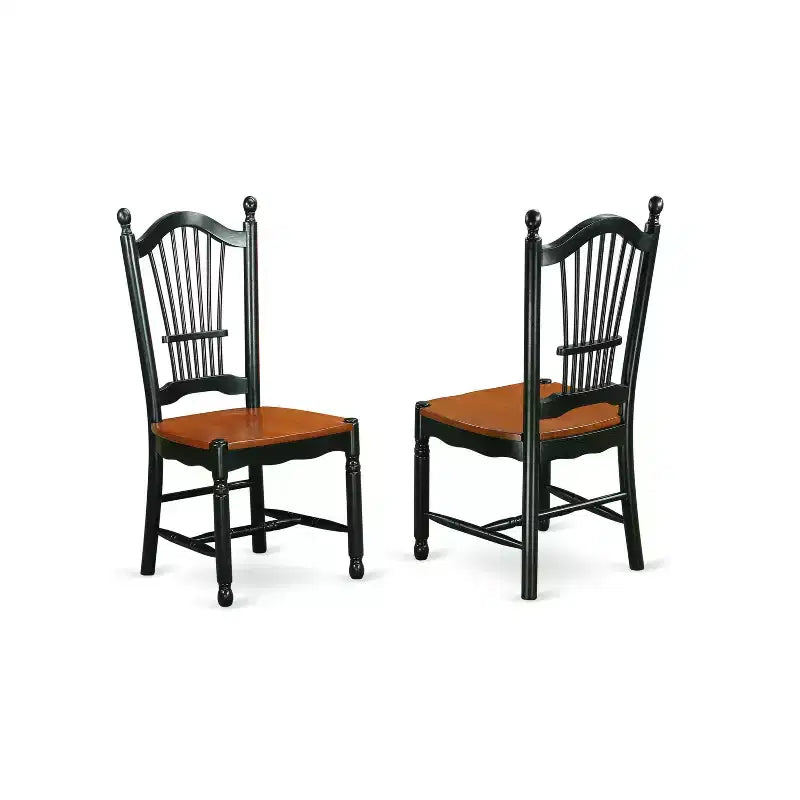 Set da tavolo da cucina 3 pezzi rotondo con sedie in legno finitura nero ciliegia