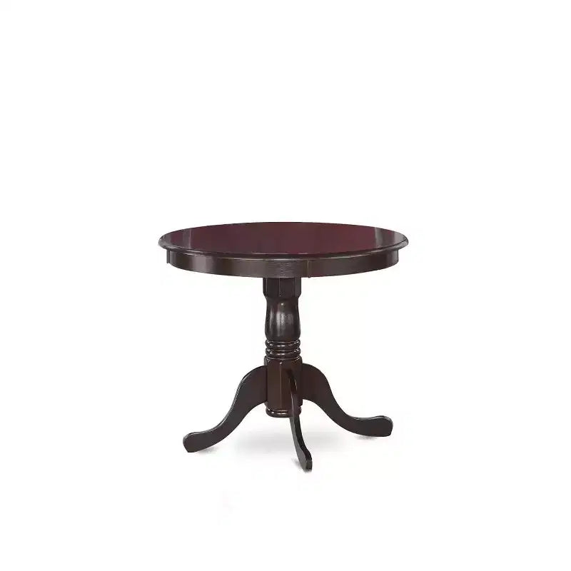 Tavolo da pranzo rotondo con top in legno massello finitura cappuccino e 4 sedie - 5 pezzi