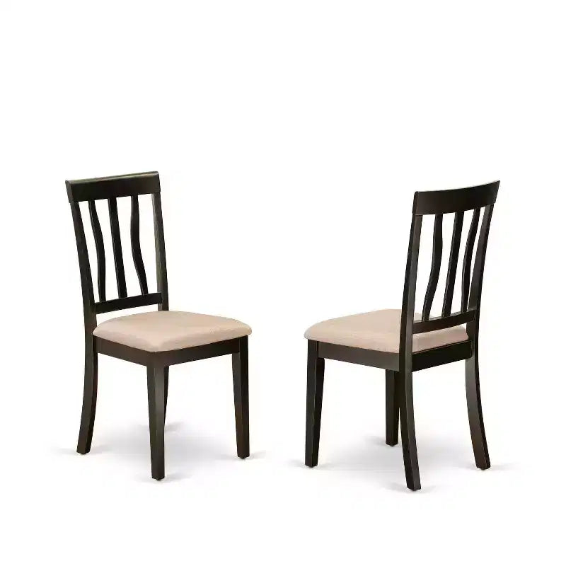 Tavolo da pranzo rotondo con top in legno massello finitura cappuccino e 4 sedie - 5 pezzi