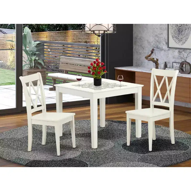 Set Tavolo Quadrato da Pranzo 3 Pezzi - Moderno Tavolo & Sedie da Bistrò