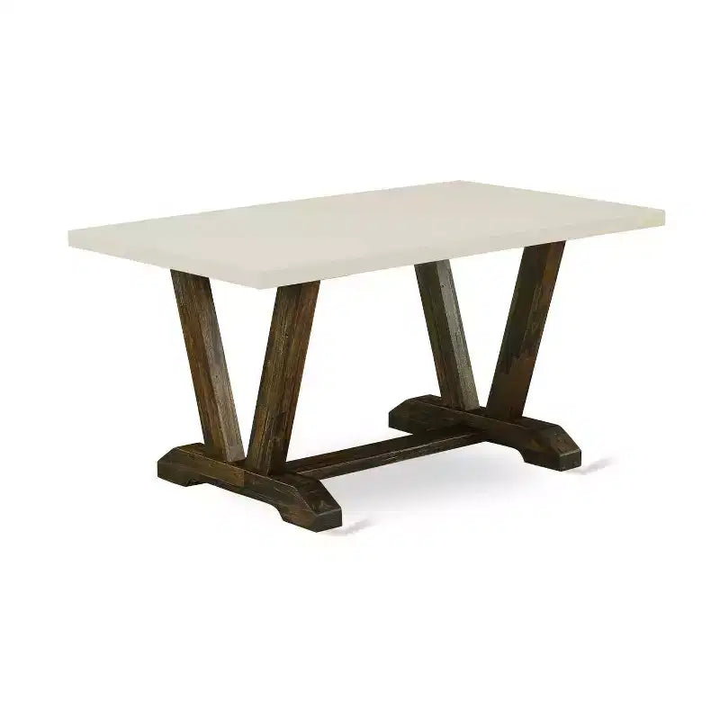 HomeStock Tavolo da Pranzo Rettangolare 6 pz con Finitura Jacobeana Anticata, Piano in Legno Massello, 1 Panca, 4 Sedie