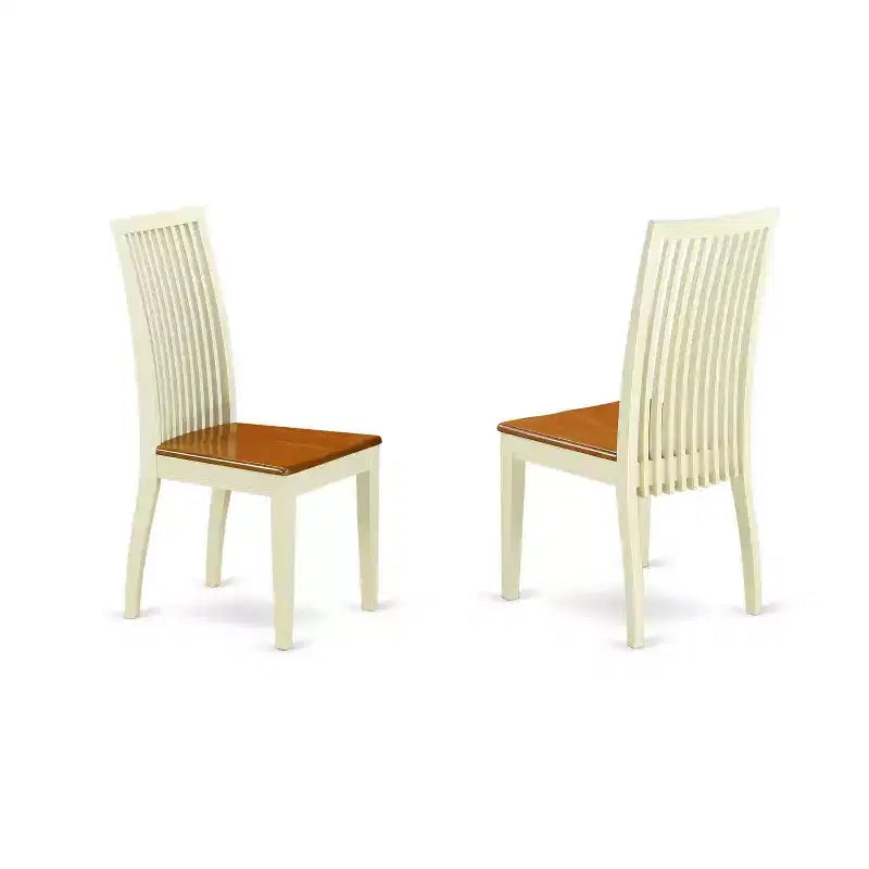 HomeStock Set da pranzo rotondo da 5 pezzi in legno massello colore Buttermilk e Cherry - 4 posti a sedere