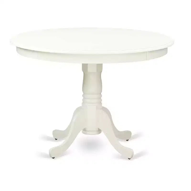Set da pranzo 3 pezzi - Tavolo da cucina rotondo e 2 sedie Parsons - Finitura bianco lino