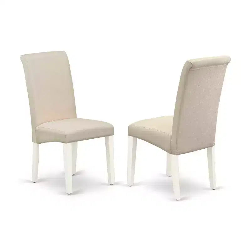 Set da pranzo 3 pezzi - Tavolo da cucina rotondo e 2 sedie Parsons - Finitura bianco lino