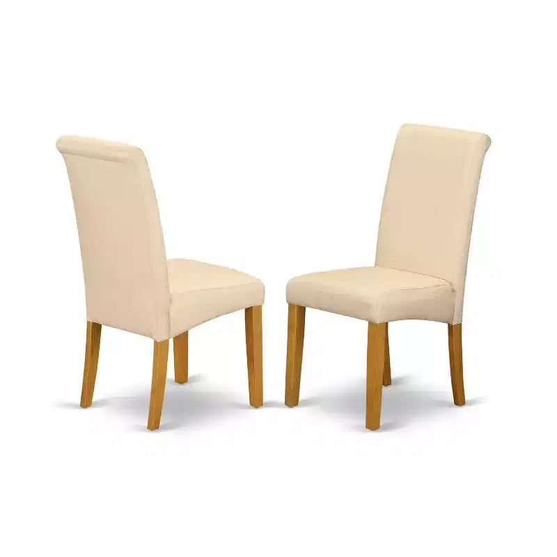 Set da pranzo da 3 pezzi con piano in legno massello con finitura in rovere naturale, con schienale alto - 4 posti