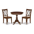 3-Piece Mahogany Finish Solid Wood Top - Dining Room Set - Seats 4
