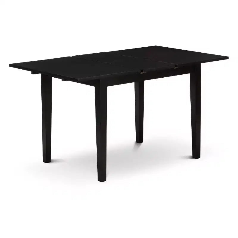 HomeStock Set da Pranzo Rettangolare da 5 Pezzi con Finitura Nera e Piano in Legno Massiccio con Allunga a Farfalla - 4 Posti a Sedere