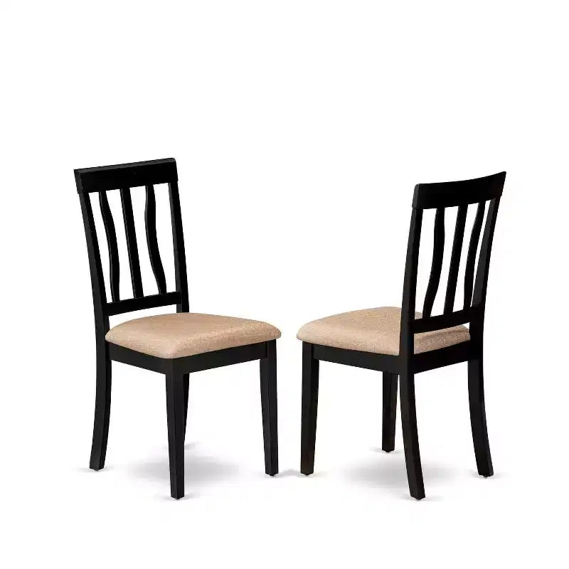 HomeStock Set da Pranzo Rettangolare da 5 Pezzi con Finitura Nera e Piano in Legno Massiccio con Allunga a Farfalla - 4 Posti a Sedere