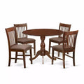 HomeStock 5-Piece Mahogany Finish Solid Wood Top Dining table with 4 Chairs with Slat Back