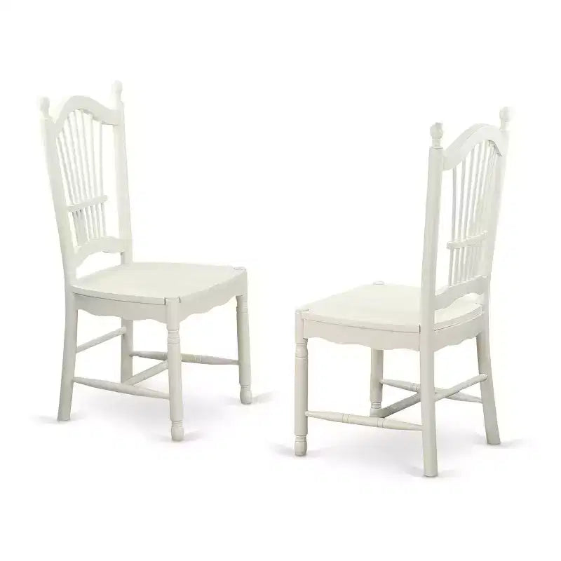 HomeStock Set da pranzo 5 pezzi in legno massello con finitura lino bianco - 4 posti