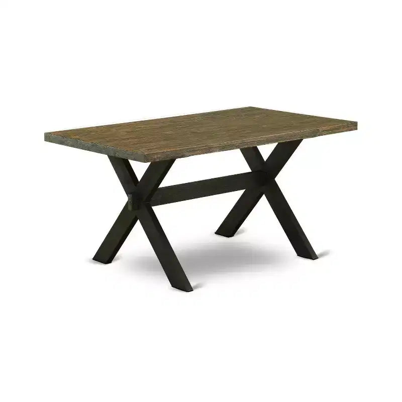 Tavolo da pranzo HomeStock 5 pezzi rettangolare, piano in legno massello con finitura Jacobean anticata e 4 sedie Parson