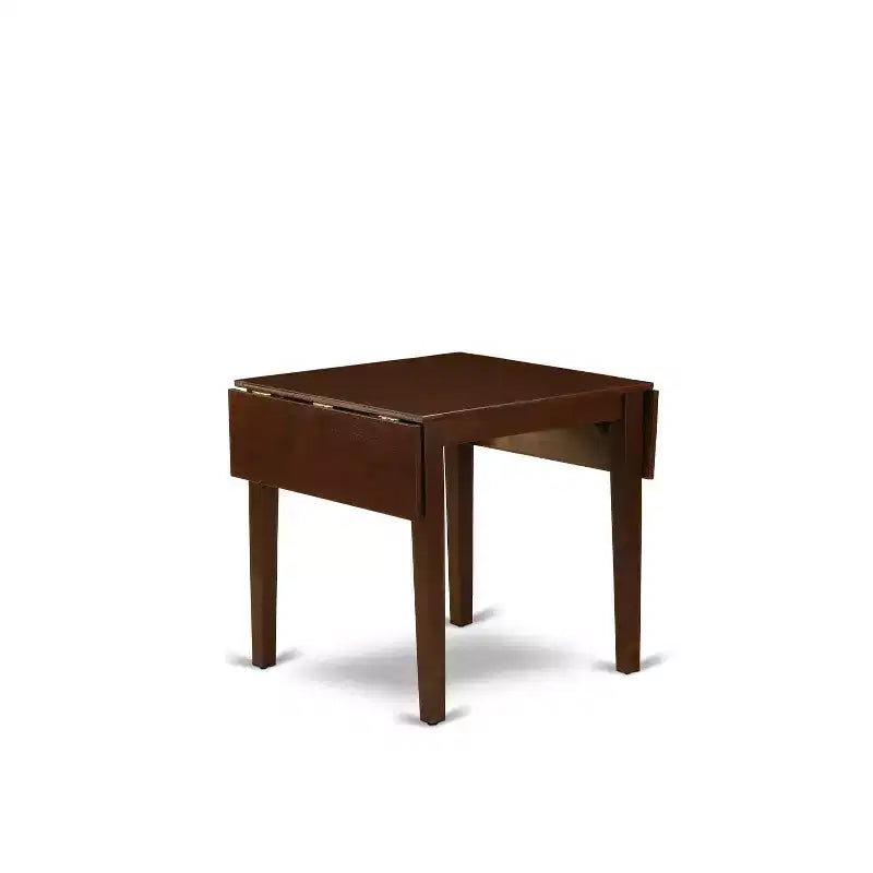 Set da pranzo rettangolare imbottito in legno massello con finitura mogano a 5 pezzi - 4 posti