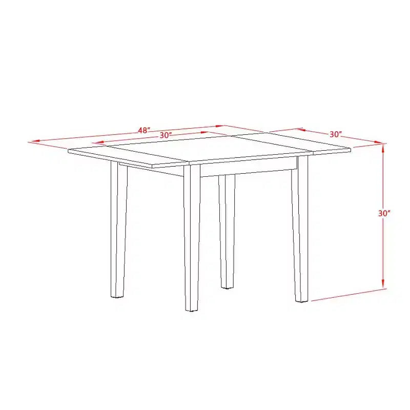 Set da pranzo rettangolare imbottito in legno massello con finitura mogano a 5 pezzi - 4 posti