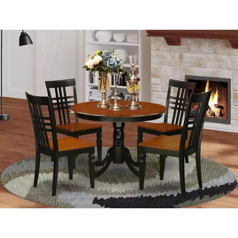 Set da pranzo medievale - Tavolo rotondo e 4 sedie - Mobili da cucina e sala da pranzo