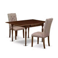 HomeStock 3-Piece Mahogany Finish Rectangular Solid Wood Top with Dropleaf Dining Table Set