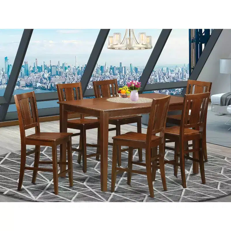 Set da pranzo a altezza bancone 7 pezzi - Tavolo da cucina e 6 sedie - Stile Southwestern - 36x60 pollici