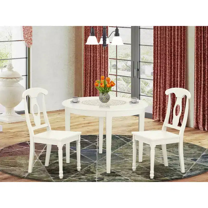 Set tavolo da pranzo rotondo 3 pezzi, tavolo e sedie da 42 pollici - Tavolo da cucina moderno