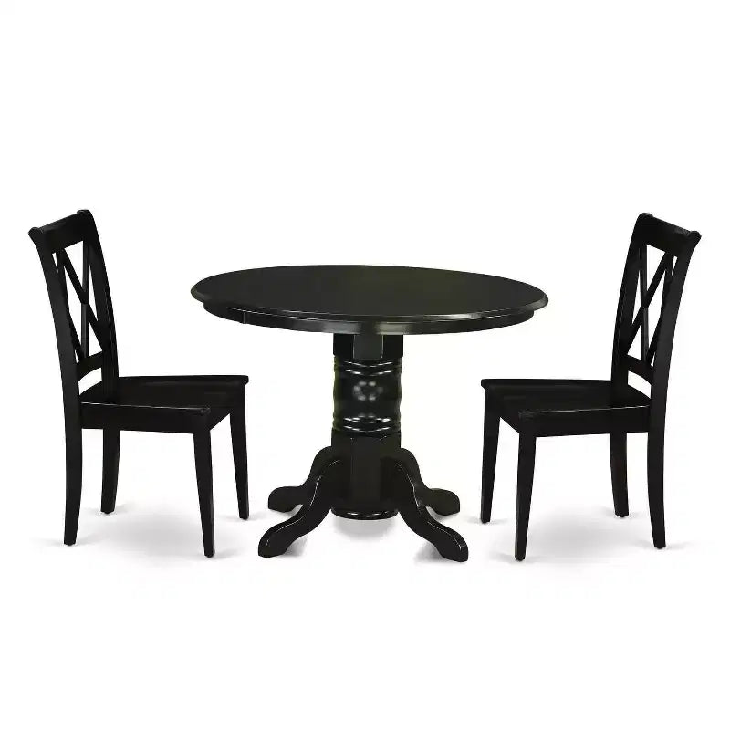 Victorian Dining Set - 3Pc Round Table & 2 Chairs - 42 Inch - Vintage Farmhouse Style