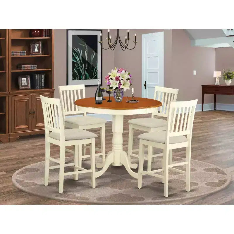 Set da pranzo Glam ad altezza bancone - Tavolo e sedie moderni da cucina a 5 pezzi