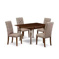 HomeStock 5-Pc Mahogany Finish Solid Wood Top - Rectangular Dining Room Set with Leaf - Seats 4