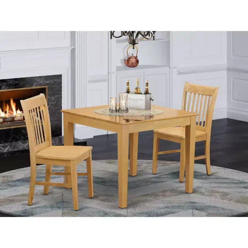 Set Tavolo da Cucina Piccolo - Tavolo da Pranzo Quadrato da 91 cm con 2 Sedie - Set da Pranzo Stile Toscano