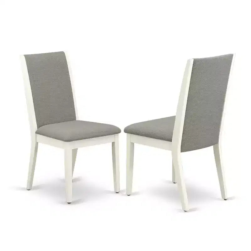 HomeStock Set Tavolo da Pranzo Ovale a 5 Pezzi con Top in Legno Massello Finitura Bianco Lino e 4 Sedie Parson con Prolunga a Farfalla