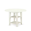 Round Drop Leaf Dining Set - 3pc Table & Chair Set - Linen White Finish - Modern Kitchen Dining Room Furniture