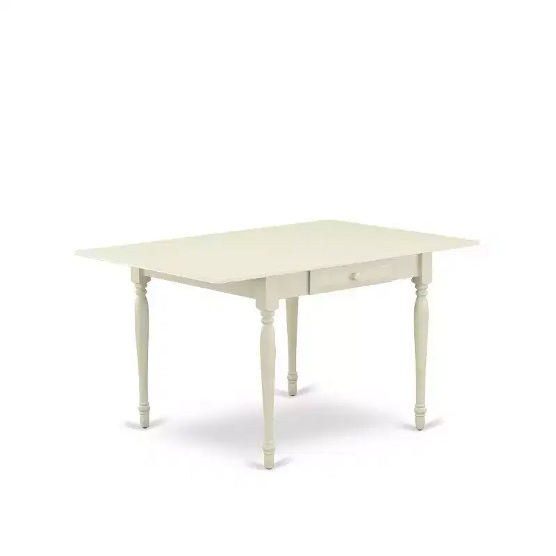 Set da pranzo HomeStock in 3 pezzi con piano in legno massello finitura bianco lino e tavolo allungabile - 2 posti