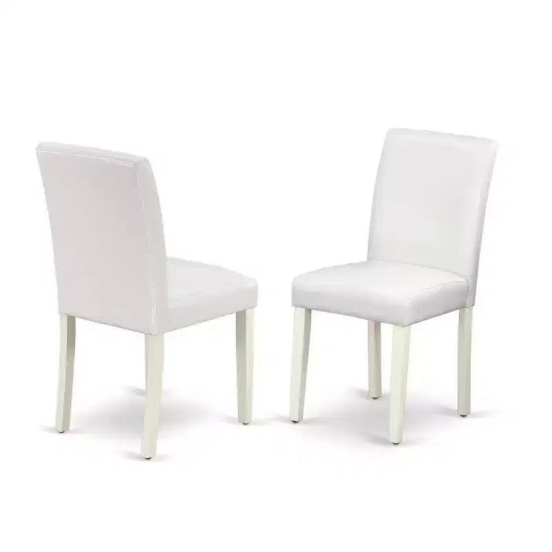 Set da pranzo HomeStock in 3 pezzi con piano in legno massello finitura bianco lino e tavolo allungabile - 2 posti