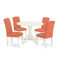 Round Kitchen Table Set 5pc 42 Inch Table w/ Drop Leaves & 4 Pink Flamingo Chairs