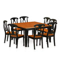 HomeStock 9-Piece Square Black & Cherry Finish Solid Wood Top Dining Table with 8-Chairs