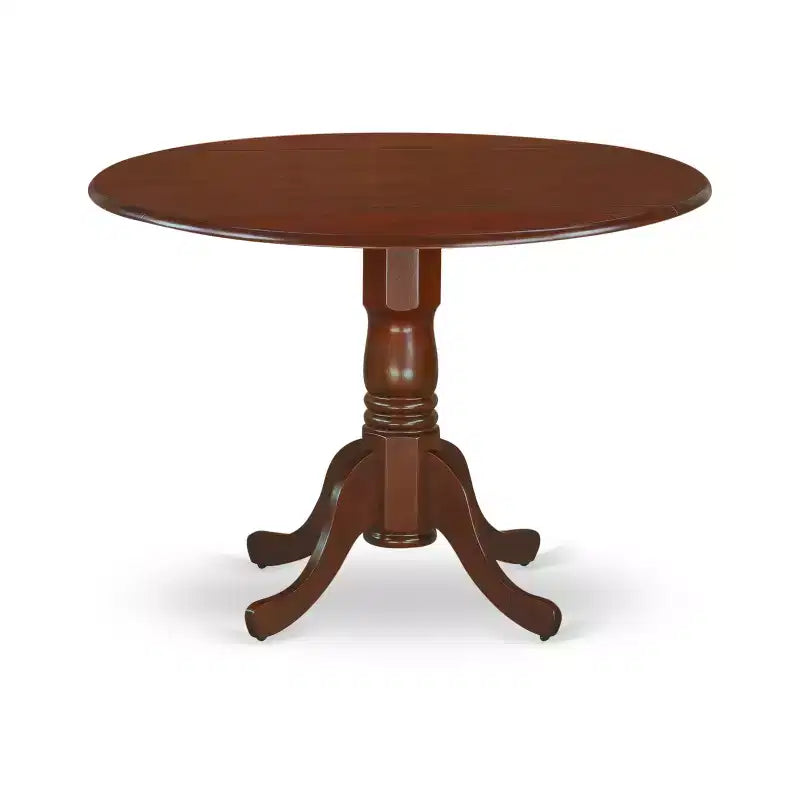 HomeStock 3-Piece Round Mahogany Finish Solid Wood Top Dining Table with 2-Chairs