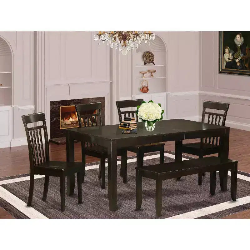 Set da pranzo Art Déco - Set da 9 pezzi con tavolo e sedie da cucina - Tavolo rettangolare 40x78 pollici
