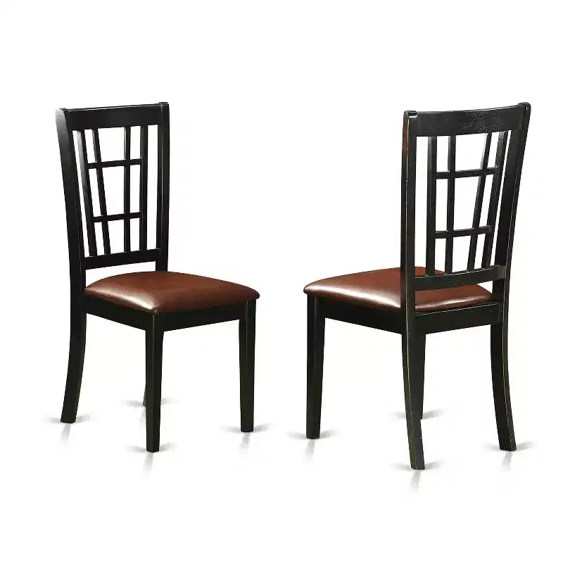 Tavolo da pranzo HomeStock a 5 pezzi, piano quadrato in legno massiccio finitura nera e ciliegio con 4 sedie