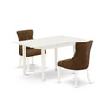 HomeStock 3-Piece Linen White Finish Rectangular Solid Wood Top with Butterfly Leaf Dining Table Set