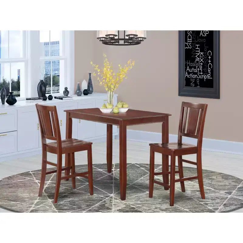Set da pranzo altezza bancone - Tavolo e sedie 3 pezzi - Set moderno da cucina/pub - Tavolo 76x122 cm
