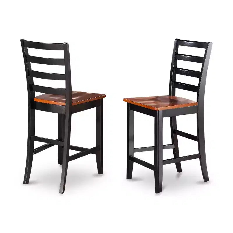 HomeStock Set da Pranzo 3 Pezzi con Finitura Nera e Piano in Legno Massello - 4 Posti a Sedere