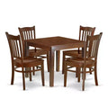 5-Piece Mahogany Finish Solid Wood Top-Square Dining Room Set-Seats 4
