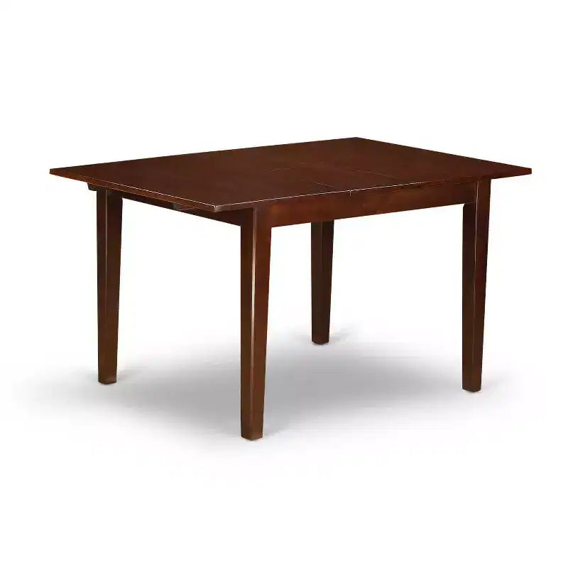 HomeStock Set da Pranzo 3 Pezzi in Legno Massello con Finitura Mogano, Piano Rettangolare con Prolunga a Farfalla