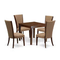 5-Piece Mahogany Finish Solid Wood Top - Dining Room Set - Seats-4