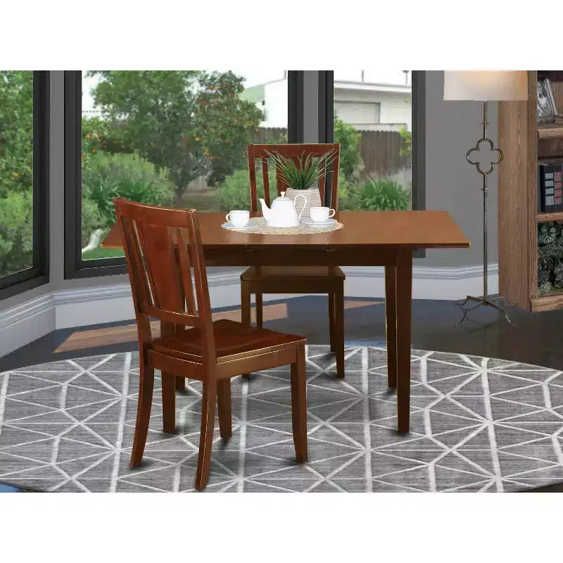Set da pranzo con tavolo a ribalta a farfalla - Set tavolo e sedie da pranzo per casa di campagna - Elegante mobile in mogano