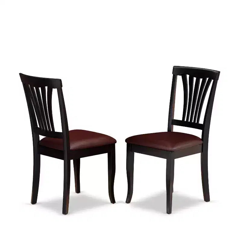 HomeStock Set da Pranzo Rotondo da 3 Pezzi, Tavolo con Piano in Legno Massello Finitura Nera e Ciliegio e 2 Sedie