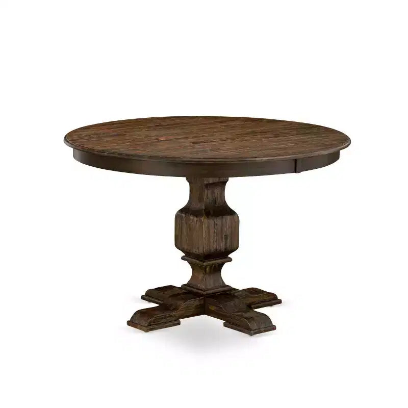 HomeStock Set da Pranzo da 3 Pezzi con Tavolo con Piano in Legno Massello Finitura Jacobean Invecchiato e 2 Sedie Imbottite