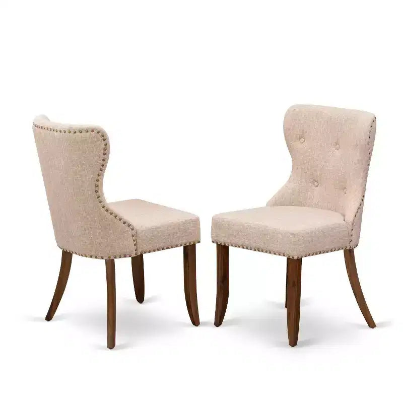 Set da pranzo rettangolare a 5 pezzi con parte superiore in legno massiccio multicolore con bottoni trapuntati - 4 posti a sedere